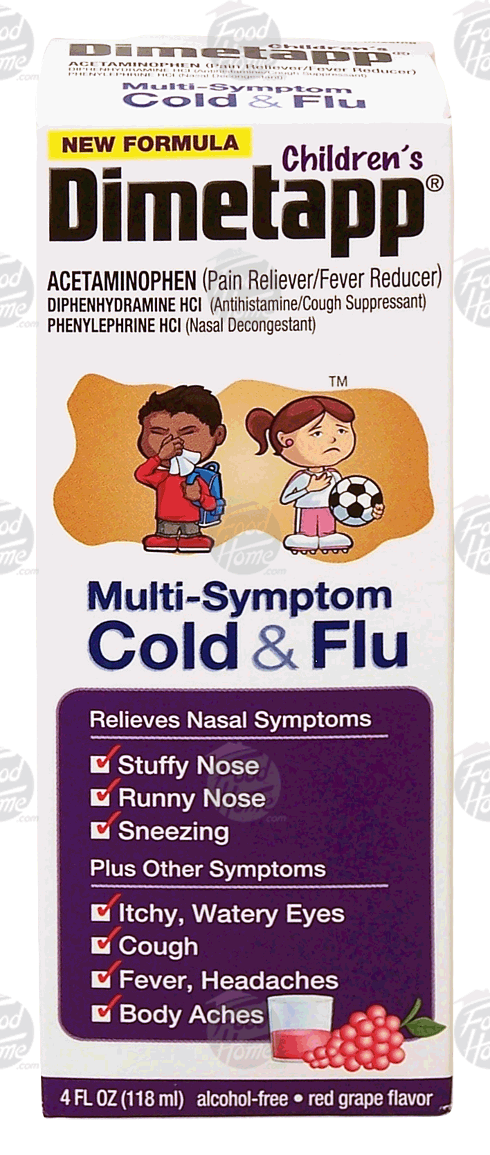 Dimetapp&nbsp;Children's&nbsp;multi-symptom cold & flu, acetaminophen, red grape flavor Full-Size Picture